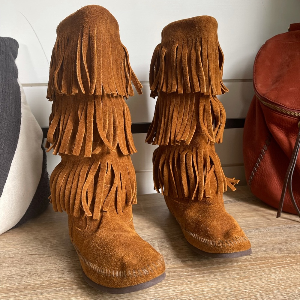 Minnetonka 3 Layer Fringe Boots - image 2